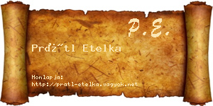 Prátl Etelka névjegykártya